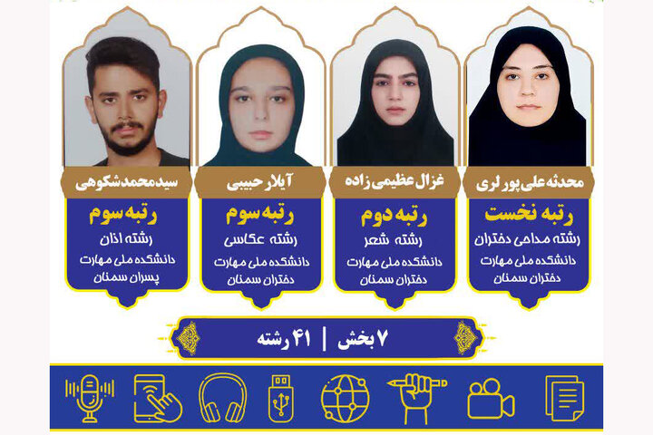 درخشش دانشجویان دانشگاه ملی مهارت استان سمنان در جشنواره فرهنگی و هنری قرآن و عترت کشور