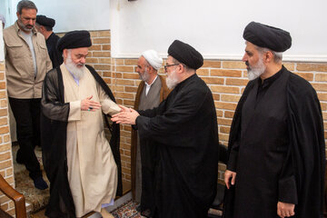 حضور آیت الله سید هاشم حسینی بوشهری در بیت آیت الله شبیری زنجانی - قم
