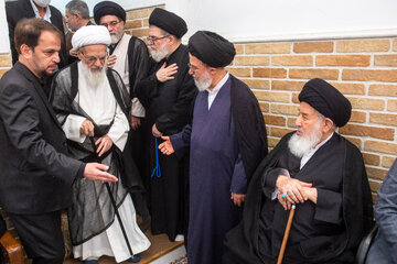 حضور آیت الله بیات زنجانی در بیت آیت الله شبیری زنجانی - قم