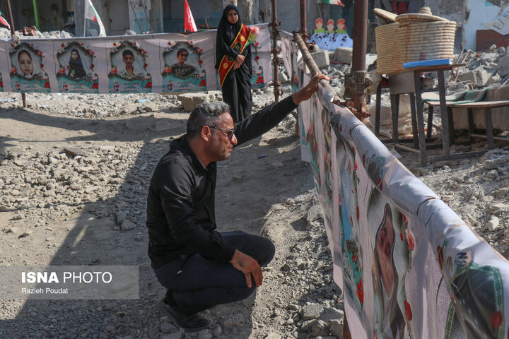 روایتی از نخستین «مهرِ پس از پرواز» در میناب؛ نیمکت‌هایی که با عکس شهدا پُر شدند