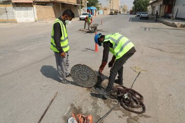 تداوم لایروبی و اصلاح نقاط حساس شبکه فاضلاب اهواز