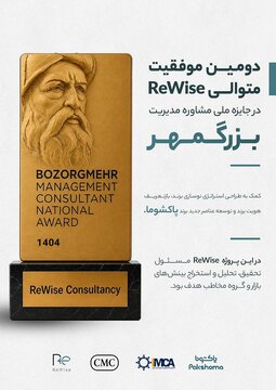 ReWise با پروژه تحقیقات بازاریابی پاکشوما، دومین پروژه برتر جایزه ملی بزرگمهر شد