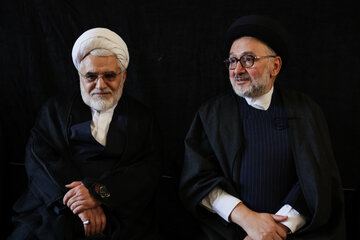 محمدعلی ابطحی و عبدالله نوری در مراسم بزرگداشت آیت‌الله شبیری زنجانی