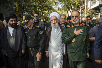 حجت الاسلام«محمدباقر محمدی لائینی»نماینده ولی فقیه استان مازندران در مراسم تشییع شهدای مدافع امنیت - ساری