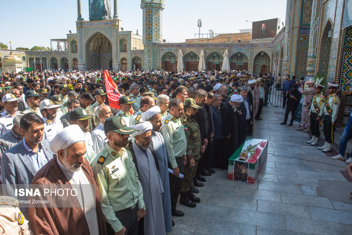 طنین «لبیک یا حسین» در دیار کریمه اهلبیت؛ بدرقه باشکوه پیکر تکاور شهید «عباس آقایی»
