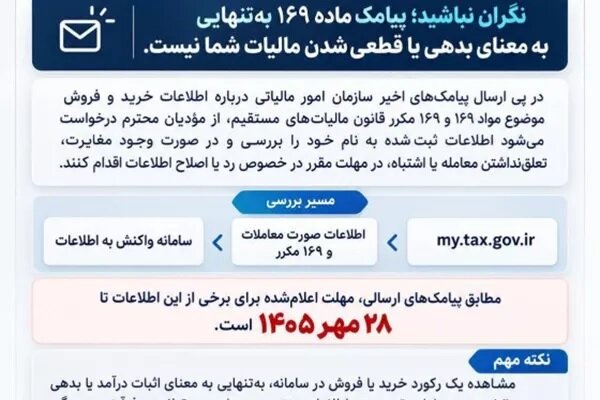 توضیح پیامک جدید مالیات به زبان ساده