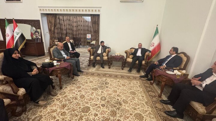 دیدار رئیس سازمان گذرگاه‌های مرزی و استانداران سه استان مرزی عراق با سفیر ایران