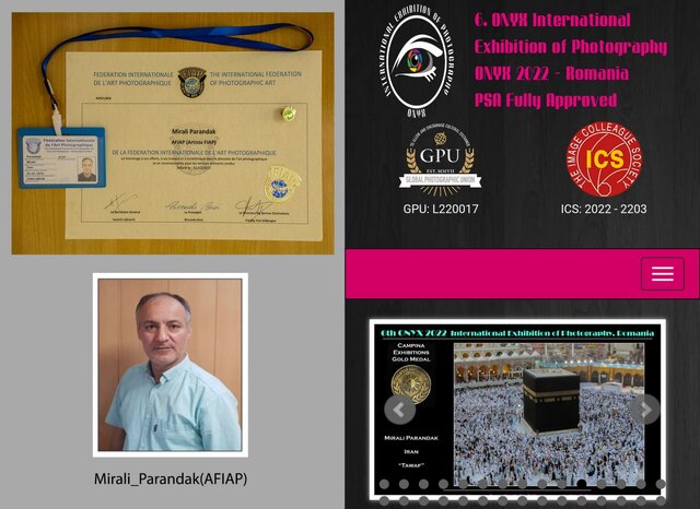 کسب مدال طلای جشنواره عکس «اونیکس» رومانی توسط هنرمند اردبیلی