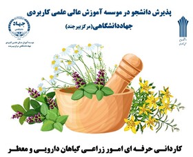 آغاز پذیرش دانشجوی گیاهان دارویی در علمی کاربردی جهاددانشگاهی خراسان جنوبی
