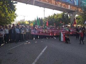 راهپیمایی مردم‌ بجنورد در محکومیت جنایت‌های رژیم صهیونیستی در غزه و لبنان