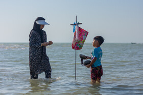 زنان جزیره شمالی، روستایی در نزدیکی گناوه استان بوشهر بر طبق سنتی دیرینه  با استفاده از کاسه و طعمه در ماهی (هواسین) صید میکنند.