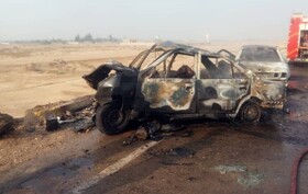 تصادف مرگبار در گناوه/رانندگان در آتش سوختند