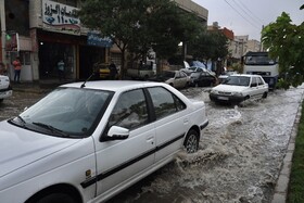 آب معابر پس از بارندگی ۱۰ دقیقه ای - بلوار رحمت شیراز