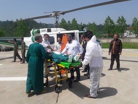 انتقال مصدوم تالشی به رشت توسط اورژانس هوایی گیلان


