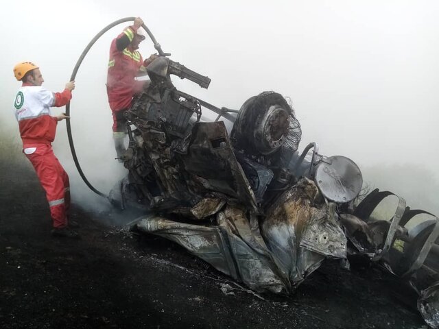 انفجار تانکر حمل سوخت در گردنه حیران با یک کشته + تصاویر