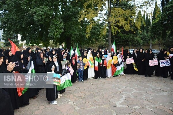 تجمع دانش آموزان و بانوان آستارایی در محکومیت فاجعه غزه + تصاویر