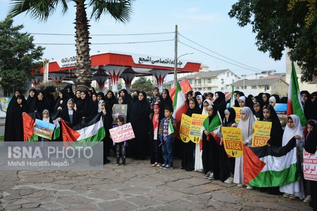 تجمع دانش آموزان و بانوان آستارایی در محکومیت فاجعه غزه + تصاویر