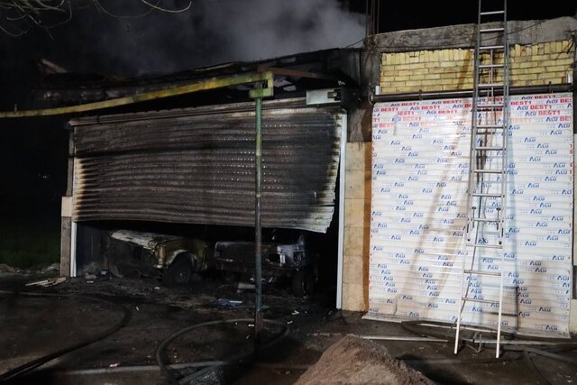 انفجار حین مهار آتش در مغازه نقاشی خودرو