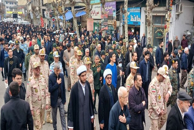 پیکر مطهر شهید امنیت «امیرحسام جوینده» در صومعه‌سرا تشییع شد