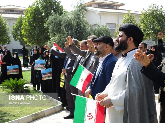 تجمع دانشجویان دانشگاه آزاد اسلامی گرگان در محکومیت جنایات رژیم صهیونیستی