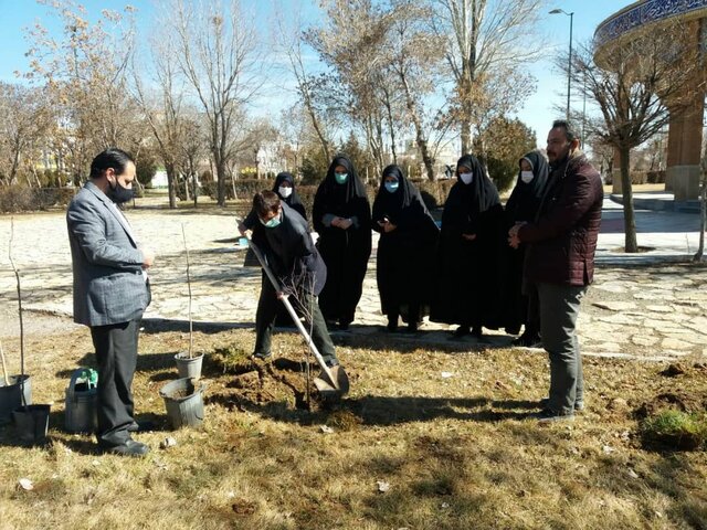 کاشت درخت در کبودراهنگ به یاد ۵ بانوی شهیده