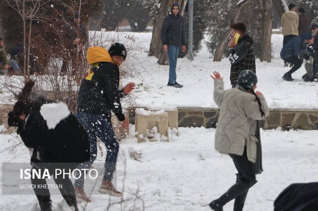 شادی همدانیها در یک روز برفی