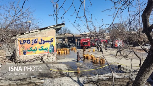 انفجار ۷۰ کپسول گاز در مرکز LPG همدان