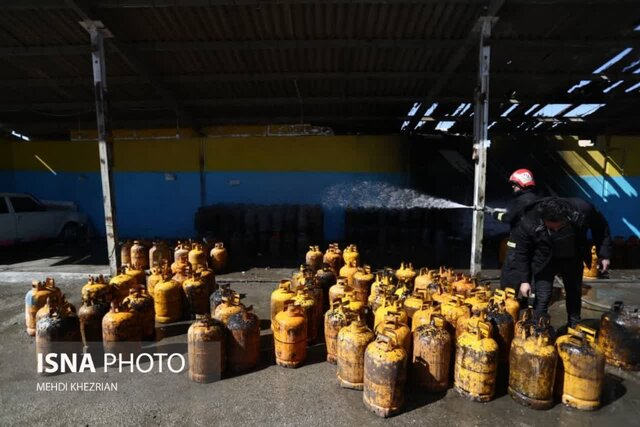 انفجار ۷۰ کپسول گاز در مرکز LPG همدان