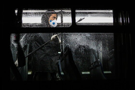 عملیات ضدعفونی کردن ناوگان اتوبوسرانی اصفهان