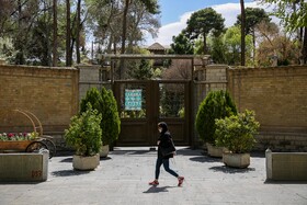 The gate of "Chehel Sotoun Palace" is seen in the photo amid fears of the new coronavirus, Isfahan, Iran, March 15, 2020.