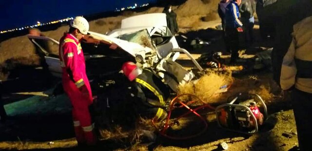 تصادف مرگبار پژو و رنو در جاده کاشان به نوش آباد