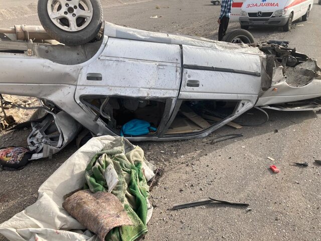 واژگونی خودروی حامل افاغنه در محور بم _ ایرانشهر ۲ فوتی و ۱۰ مصدوم بر جای گذاشت