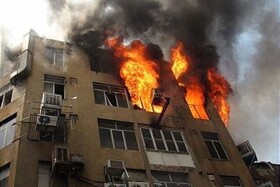 آتش سوزی ساختمان 9 طبقه در کرمانشاه/ اعزام 50 آتشنشان