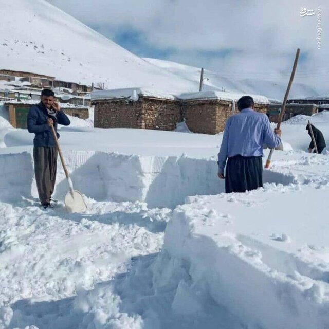 ارتفاع برف در برخی مناطق "سنقر" به یک متر رسید/ راه 190 روستا مسدود است
