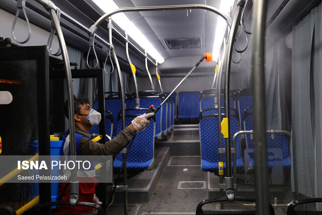 نظافت و ضدعفونی اتوبوس های شهری بندرعباس انجام می شود