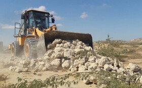 رفع تصرف ۶۲.۵ هزار مترمربع از اراضی دولتی در روستای دفاری قشم