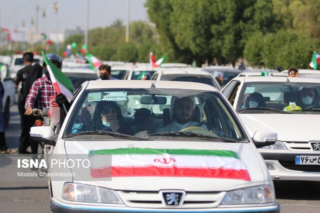 راهپیمایی خودرویی و موتوری ۲۲ بهمن در هرمزگان برگزار شد