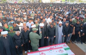  تشییع پیکر شش شهید تازه‌شناسایی‌شده حادثه مدرسه «شجره طیبه» در میناب