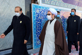 وداع با پیکر آیت‌الله مصباح یزدی در حرم مطهر رضوی