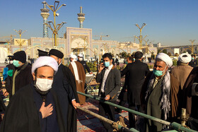 وداع با پیکر آیت‌الله مصباح یزدی در حرم مطهر رضوی