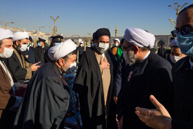 وداع با پیکر آیت‌الله مصباح یزدی در حرم مطهر رضوی