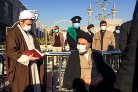 وداع با پیکر آیت‌الله مصباح یزدی در حرم مطهر رضوی