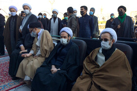 وداع با پیکر آیت‌الله مصباح یزدی در حرم مطهر رضوی