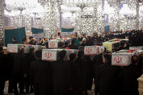 مراسم وداع با پیکر شهدای گمنام دفاع مقدس و شهيد مدافع حرم حسين نظری