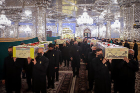 مراسم وداع با پیکر شهدای گمنام دفاع مقدس و شهيد مدافع حرم حسين نظری