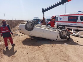 مرگ در دم ۴ نفر در واژگونی خودرو در محور سمنان - دامغان