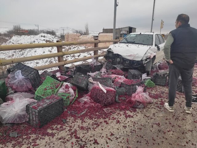 ریزش بار تریلی حامل میوههای منجمد جاده ترانزیتی آسیای میانه را مسدود کرد