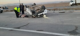 مرگ یک نفر و مصدوم شدن ۲ نفر در واژگونی خودرو +عکس