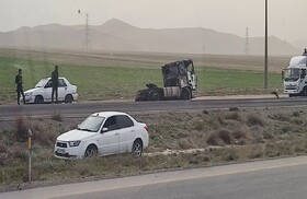 حریق تانکر سوخت در مسیر فریمان به تربت‌ جام مهار شد