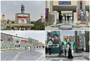 نصب ۴ دیوارنگاره مفهومی به مناسبت آیین تدفین رهبر شهید انقلاب در حرم امام رضا(ع)